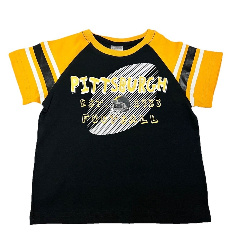 Pittsburgh Est. 1933 Football Shirt 2T Tee Top Black Yellow Cotton Baby Clothing - Picture 2 of 5